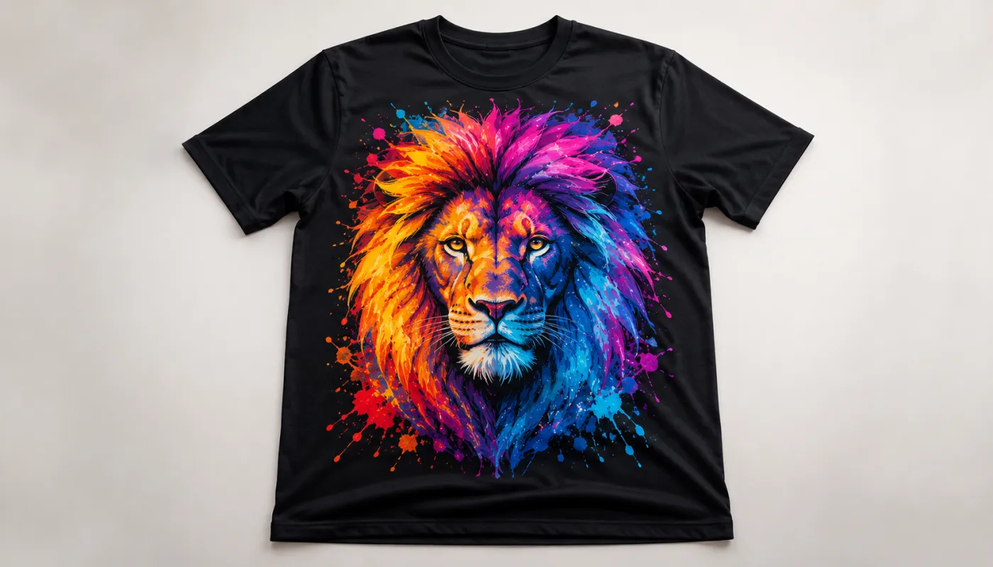 Finished custom printed t-shirt, bold and retail-ready